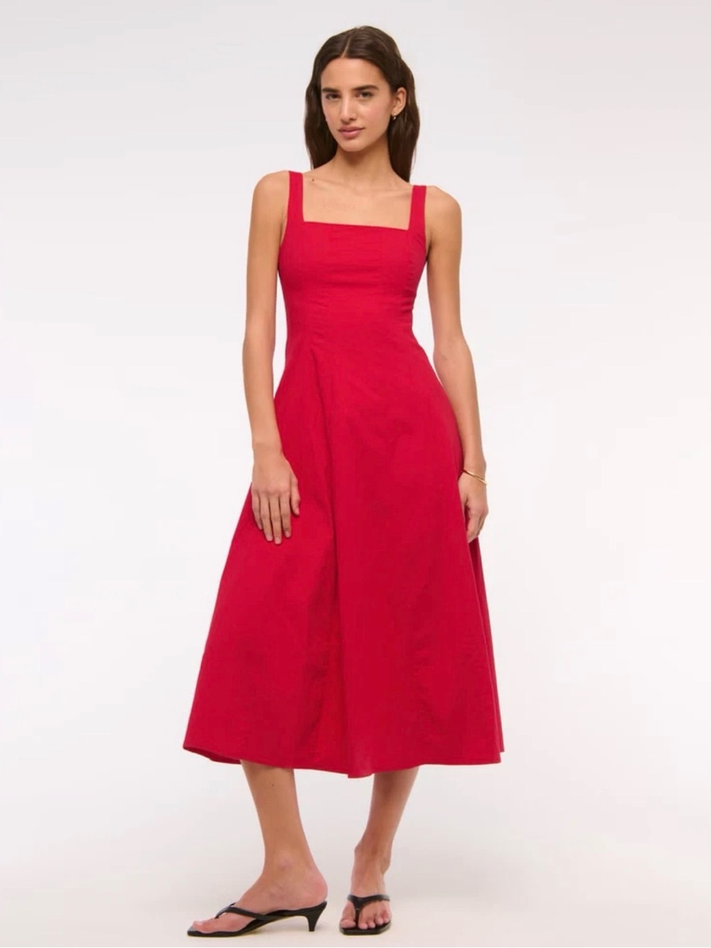 Abercrombie & Fitch Mila Stretch Midi Dress Red XXL Plus Size NWT